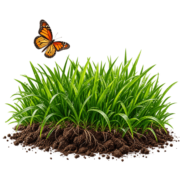 Healthy green lawn growing in rich soil
