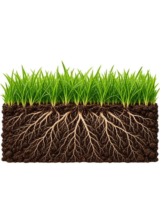 Healthy grass root system