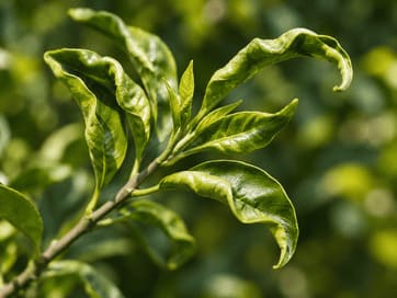 Curled and twisted citrus leaves